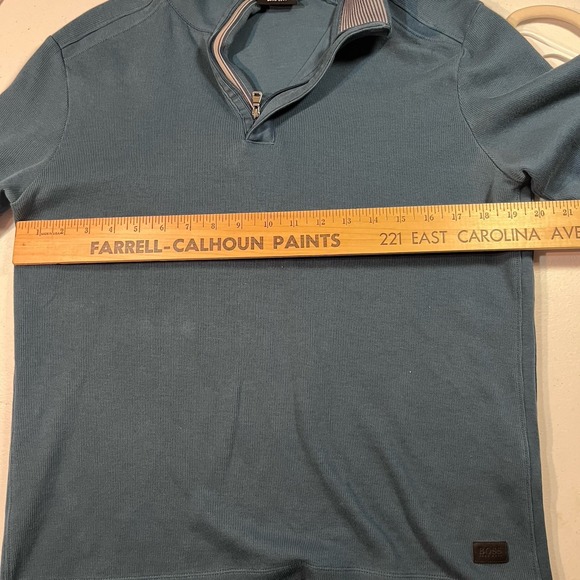 Hugo Boss Mens 1/4 Zip Sweater Medium Blue Pullover Long Sleeve Soft - Picture 5 of 6